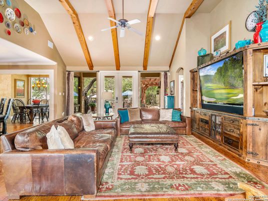 Dining room, Interior, Living room, Recessed Lighting, Wooden Beams, Wood Texture Flooring