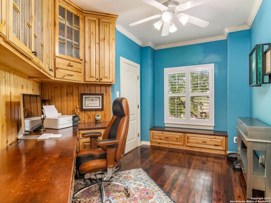 Home Office, Interior, Wood Texture Flooring, Wooden Walls