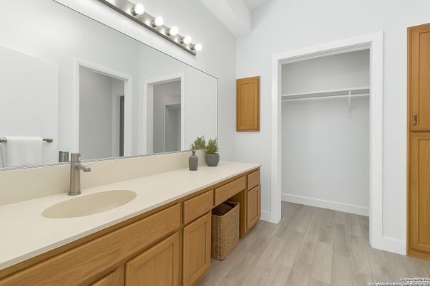Bathroom, Dual Sink Vanities, Interior, Wood Texture Flooring