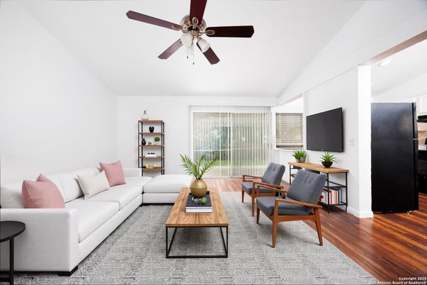 Interior, Living room, Recessed Lighting, Wood Texture Flooring