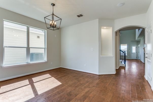 Chandelier, Empty room, Interior, Pendant Lights, Wood Texture Flooring