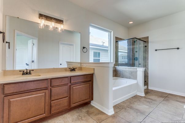 Bathroom, Dual Sink Vanities, Glass Shower, Interior, Recessed Lighting