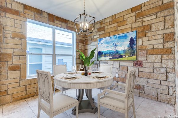 Dining room, Interior, Pendant Lights, Stone Walls