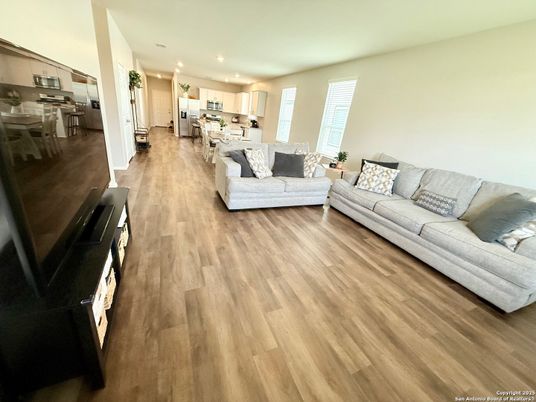 Interior, Kitchen, Living room, Recessed Lighting, Stainless Steel Appliances, Wood Texture Flooring