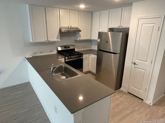Interior, Kitchen, Recessed Lighting, Wood Texture Flooring