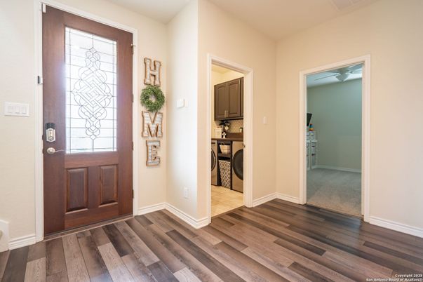 Bathroom, Interior, Washer, Wood Texture Flooring