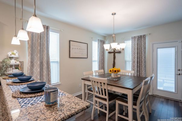 Chandelier, Dining room, Interior, Pendant Lights, Wood Texture Flooring