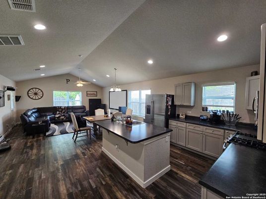 Dining room, Interior, Kitchen, Living room, Pendant Lights, Recessed Lighting, Wood Texture Flooring
