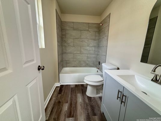 Bathroom, Interior, Marble Walls, Wood Texture Flooring