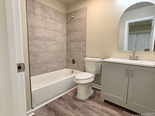 Bathroom, Interior, Marble Walls, Wood Texture Flooring