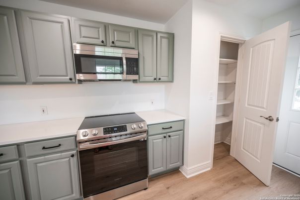 Interior, Kitchen, Stainless Steel Appliances, Wood Texture Flooring