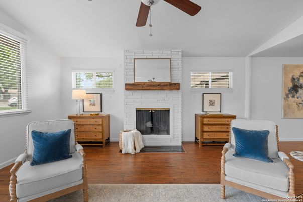 Fireplace, Interior, Stone Walls, Wood Texture Flooring