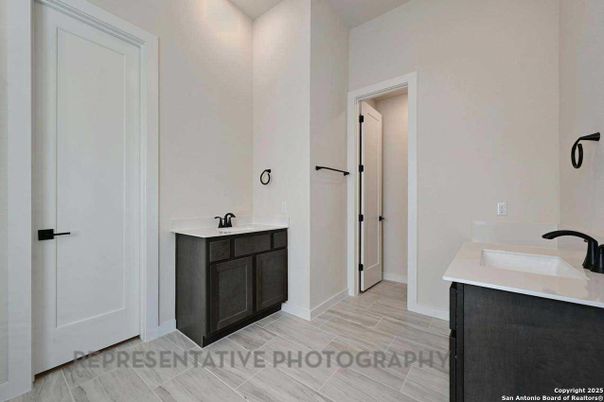Bathroom, Dual Sink Vanities, Interior, Wood Texture Flooring