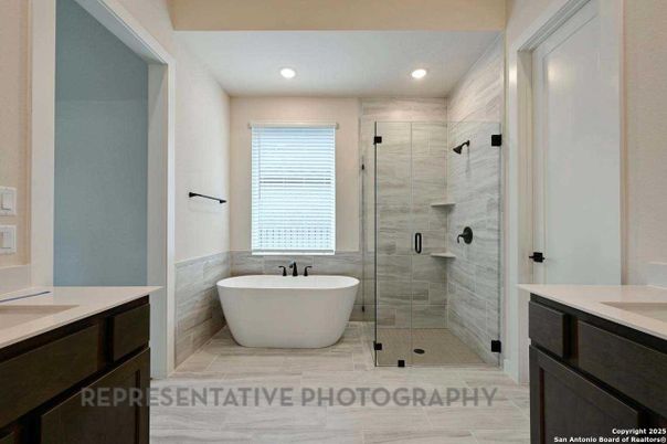 Bathroom, Free Standing Baths, Glass Shower, Interior, Marble Walls, Recessed Lighting