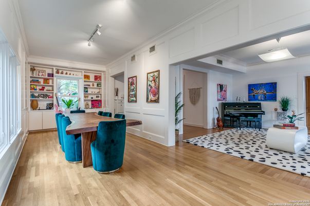 Dining room, Interior, Piano, Wood Texture Flooring