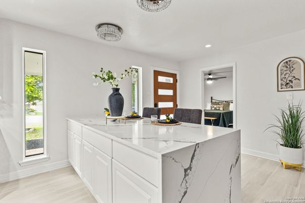 Interior, Kitchen, Recessed Lighting, Wood Texture Flooring