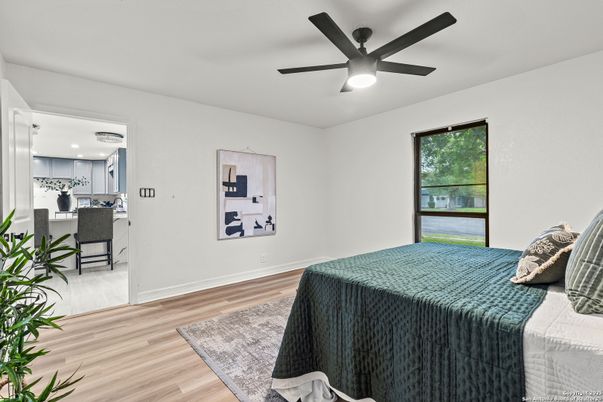 Bedroom, Interior, Kitchen, Recessed Lighting, Wood Texture Flooring