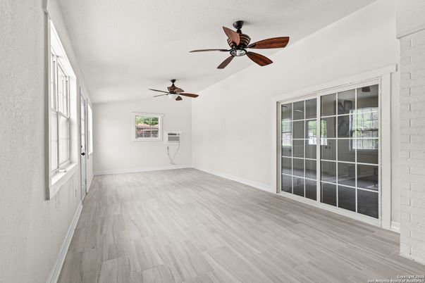 Empty room, Interior, Stone Walls, Wood Texture Flooring
