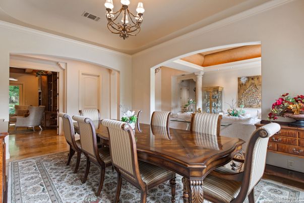 Chandelier, Dining room, Interior, Wood Texture Flooring