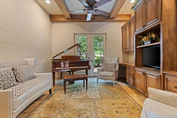 Interior, Piano, Recessed Lighting, Wooden Beams, Wood Texture Flooring