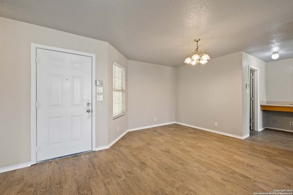 Chandelier, Empty room, Interior, Wood Texture Flooring