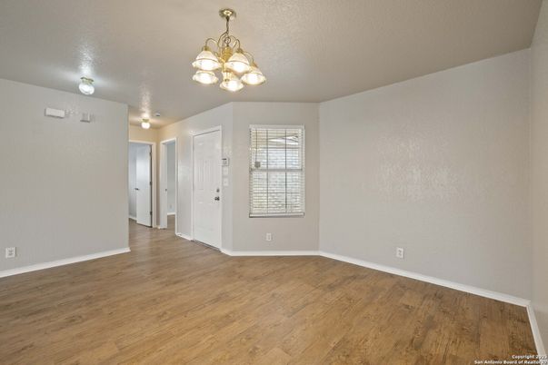Chandelier, Empty room, Interior, Wood Texture Flooring