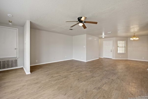 Chandelier, Empty room, Interior, Wood Texture Flooring