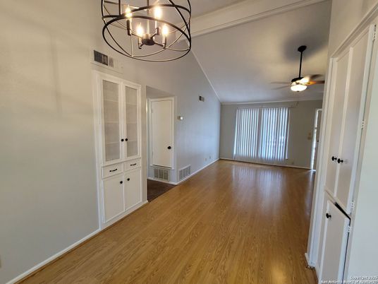 Chandelier, Empty room, Interior, Wood Texture Flooring