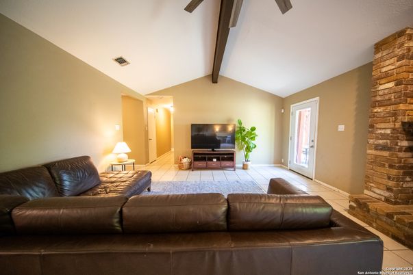 Fireplace, Interior, Living room, Stone Walls, Wooden Beams