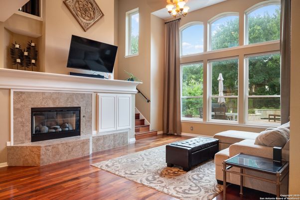 Chandelier, Fireplace, Interior, Living room, Wood Texture Flooring