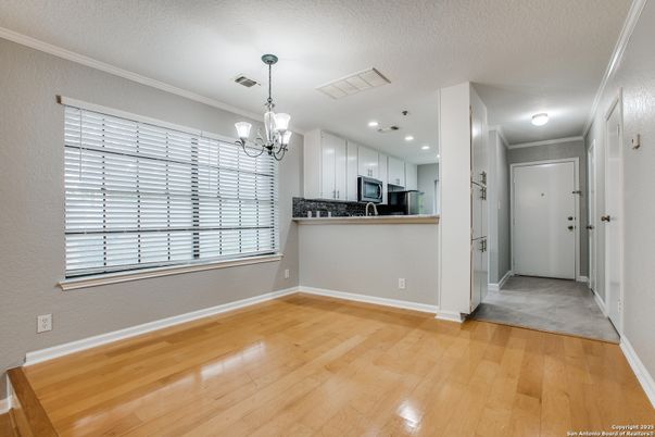 Chandelier, Interior, Kitchen, Pendant Lights, Recessed Lighting, Wood Texture Flooring