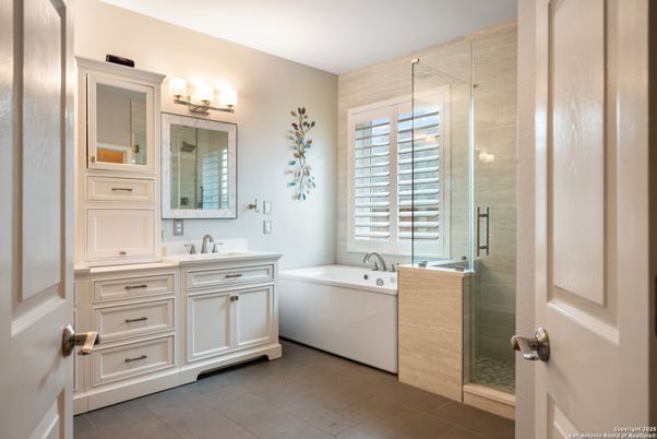 Bathroom, Dual Sink Vanities, Glass Shower, Interior
