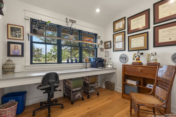 Home Office, Interior, Recessed Lighting, Wood Texture Flooring