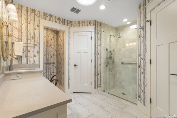 Bathroom, Glass Shower, Interior, Recessed Lighting