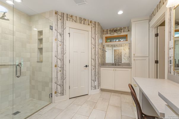 Bathroom, Glass Shower, Interior, Recessed Lighting