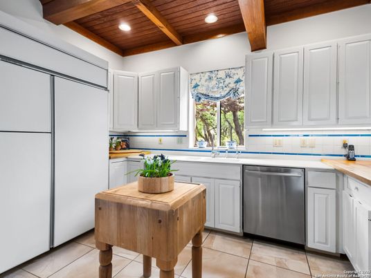 Interior, Kitchen, Recessed Lighting, Stainless Steel Appliances, Wooden Beams, Wooden Ceilings