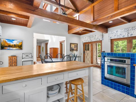 Interior, Kitchen, Recessed Lighting, Stainless Steel Appliances, Wooden Beams, Wooden Ceilings