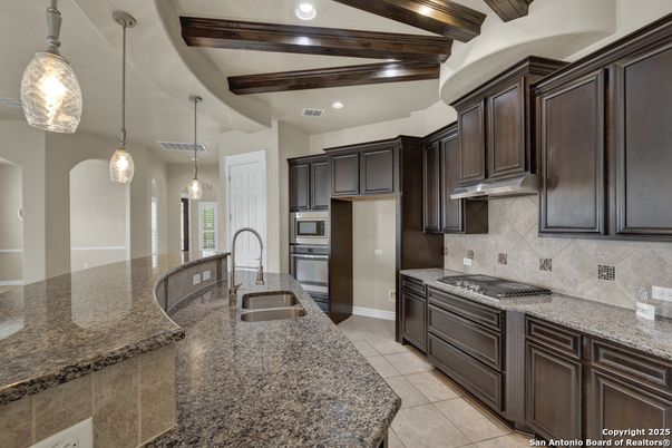 Interior, Kitchen, Pendant Lights, Recessed Lighting, Wooden Beams