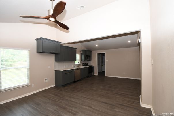 Interior, Kitchen, Recessed Lighting, Wood Texture Flooring