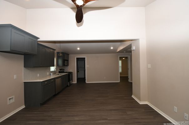 Interior, Kitchen, Recessed Lighting, Wood Texture Flooring