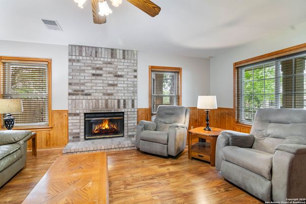 Fireplace, Interior, Stone Walls, Wood Texture Flooring