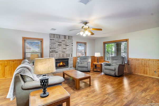 Fireplace, Interior, Living room, Stone Walls, Wood Texture Flooring