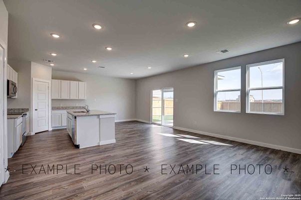 Interior, Kitchen, Recessed Lighting, Wood Texture Flooring