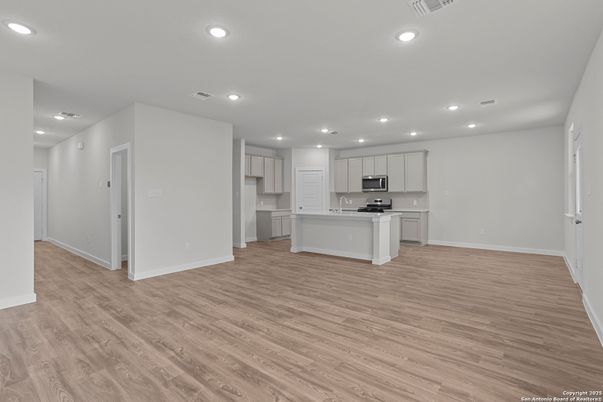 Interior, Kitchen, Recessed Lighting, Wood Texture Flooring