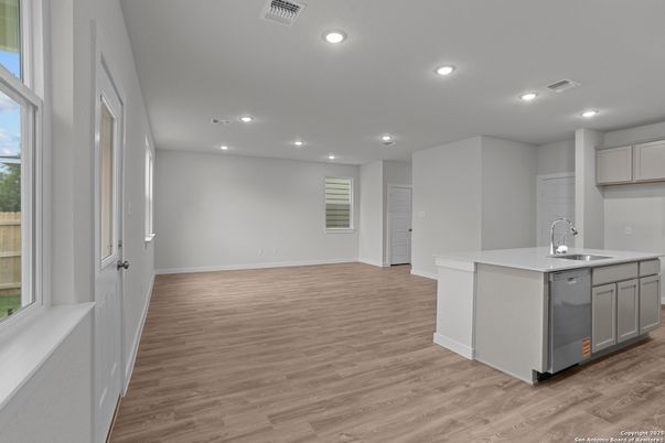Interior, Kitchen, Recessed Lighting, Wood Texture Flooring
