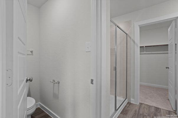 Bathroom, Glass Shower, Interior, Walk-in Closets, Wood Texture Flooring