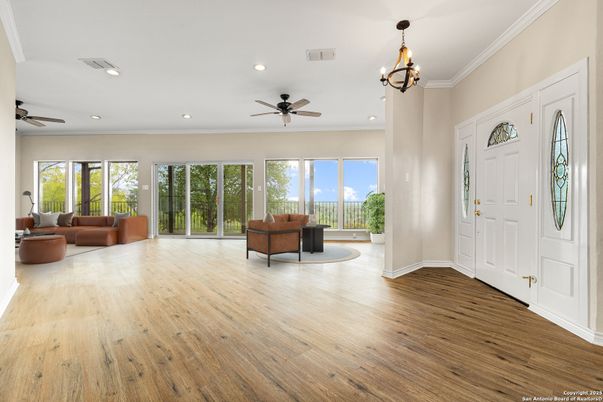 Chandelier, Interior, Living room, Recessed Lighting, Wood Texture Flooring