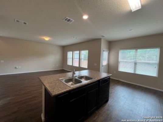 Empty room, Interior, Kitchen, Recessed Lighting, Wood Texture Flooring