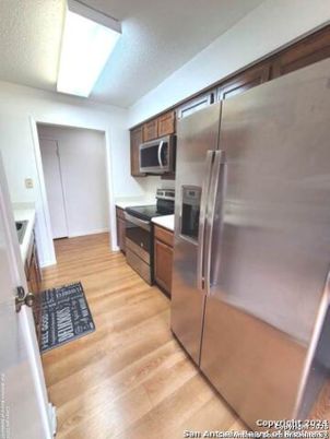 Interior, Kitchen, Stainless Steel Appliances, Wood Texture Flooring