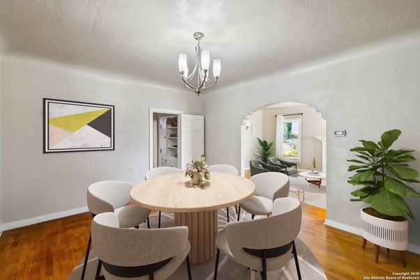 Chandelier, Dining room, Interior, Wood Texture Flooring